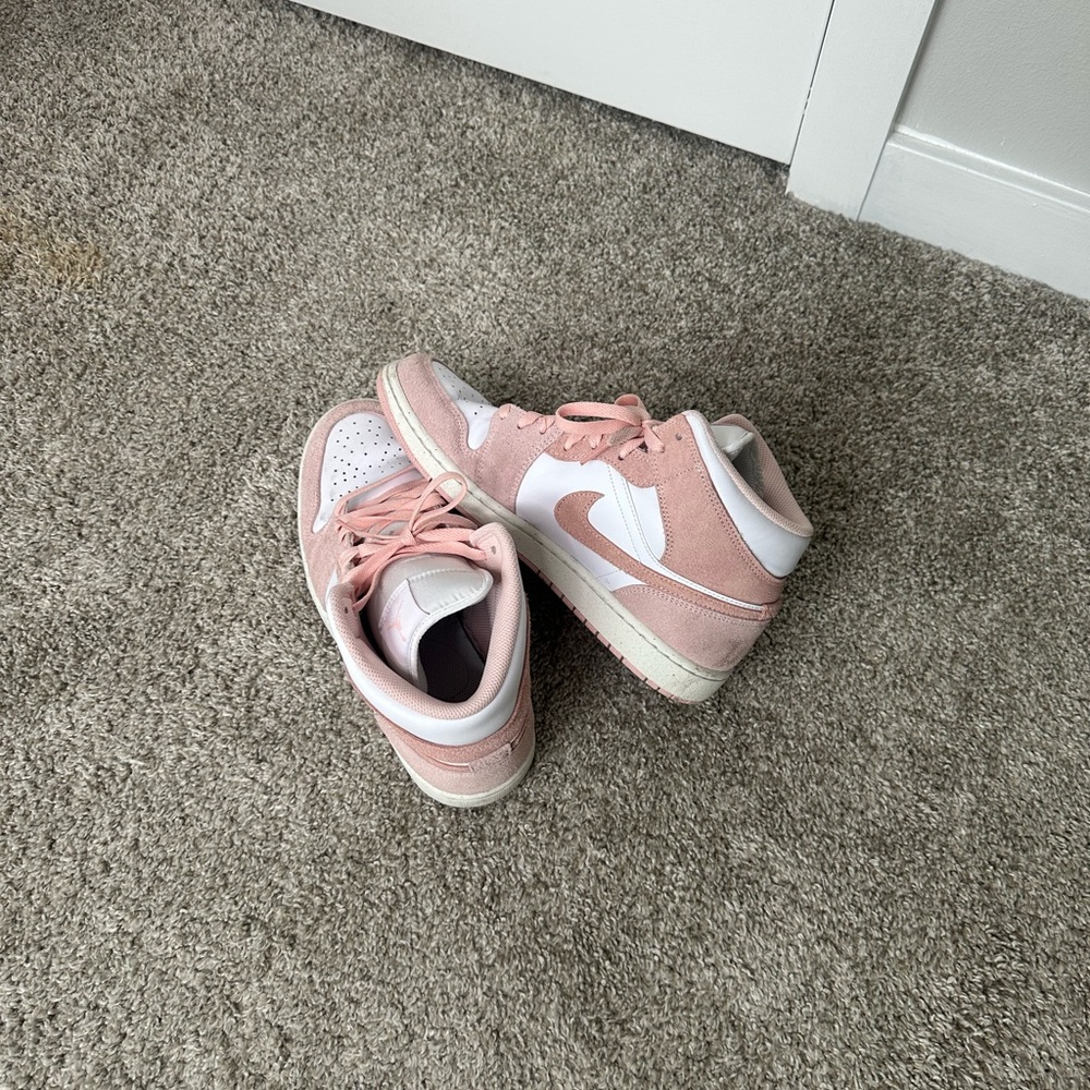 Nike Pink and White Kids High-Top Sneakers